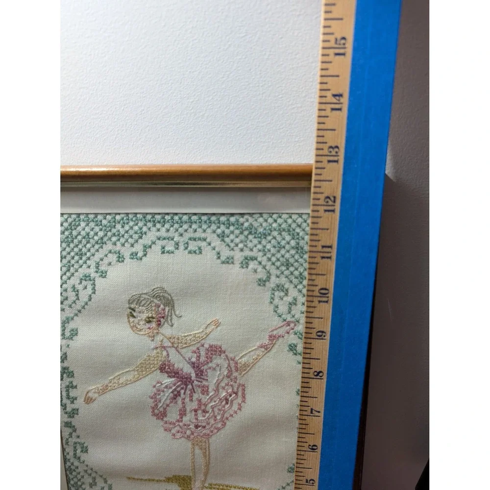 1968 Vintage‎ arabesc ballerina hand-stitched on linen frames